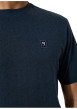 Thumbnail T-shirt en coton marine uni à col rond avec patch de la marque - Image 3