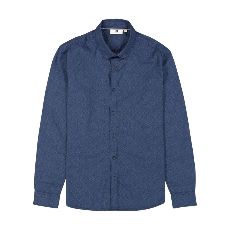 Garcia - Chemise En Coton Marine Avec Fermeture Boutonnée Et Motif Géométrique - Marine