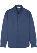 Thumbnail Chemise en coton marine avec fermeture boutonnée et motif géométrique