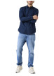 Thumbnail Chemise en coton marine avec fermeture boutonnée et motif géométrique - Image 5