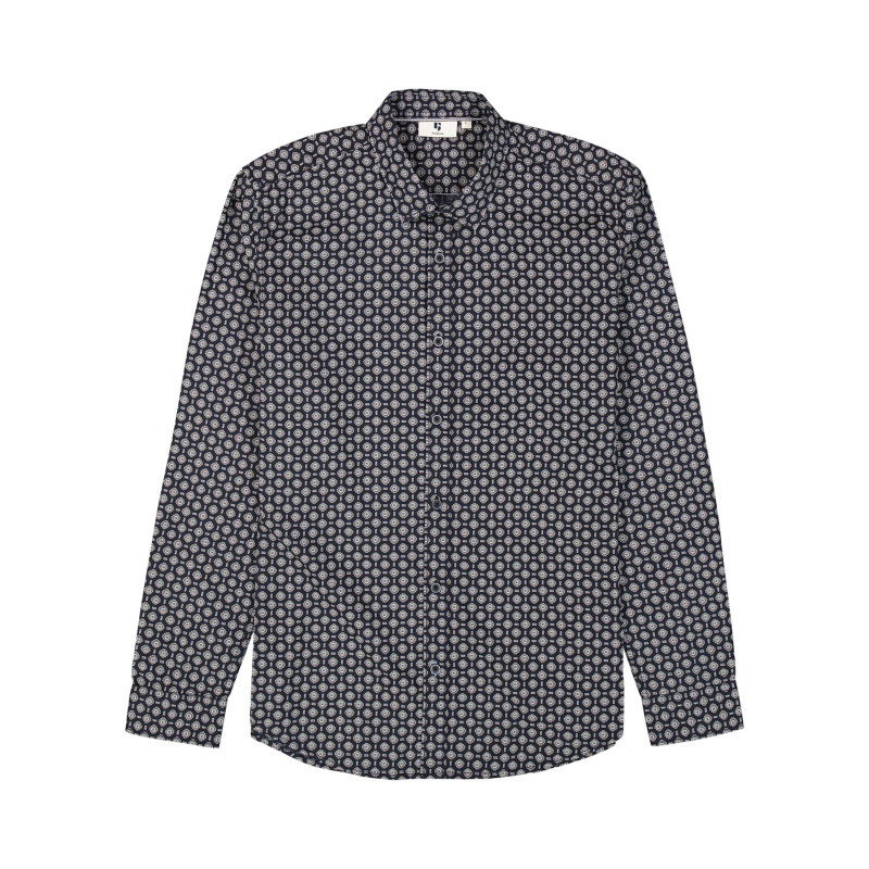 Garcia - Chemise En Coton Marine à Coupe Droite Avec Un Motif Fantaisie - Marine