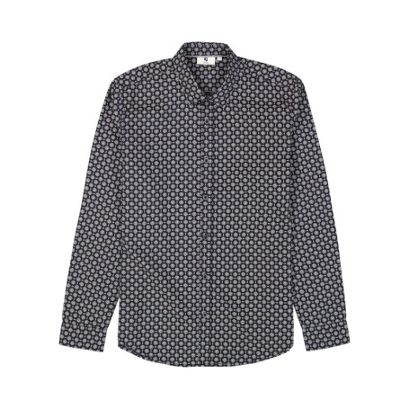 Chemise en coton marine à coupe droite avec un...