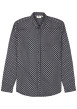 Thumbnail Chemise en coton marine à coupe droite avec un motif fantaisie