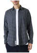 Thumbnail Chemise en coton marine à coupe droite avec un motif fantaisie - Image 3