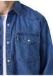 Thumbnail Chemise en coton bleu jean clair uni à coupe droite avec un col chemise - Image 3