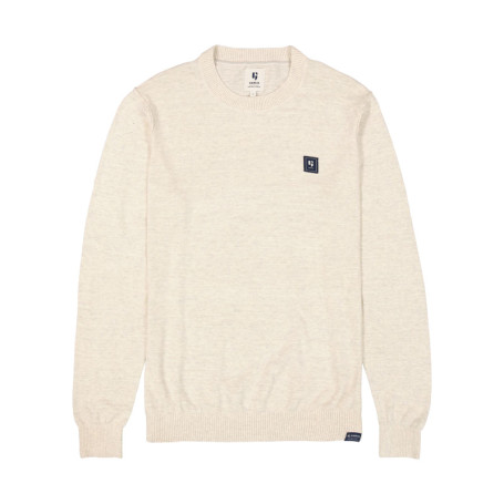 Pull en coton écru uni à coupe droite avec...
