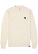 Thumbnail Pull en coton écru uni à coupe droite avec patch de la marque