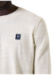 Thumbnail Pull en coton écru uni à coupe droite avec patch de la marque - Image 3