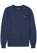 Thumbnail Pull en coton marine uni à coupe droite avec patch de la marque