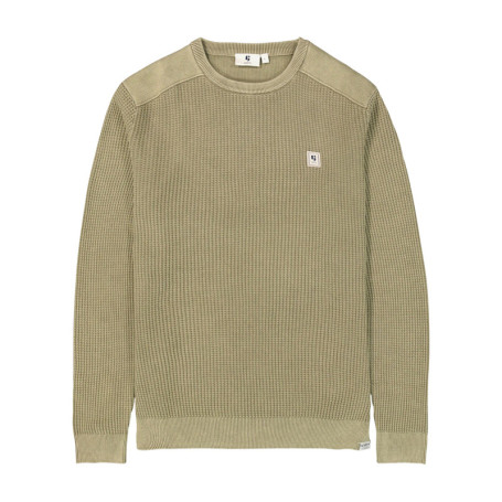 Pull en coton kaki uni en maille tricotée avec...