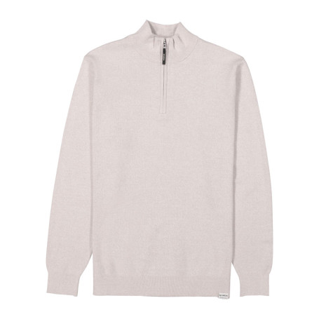 Pull en coton beige uni avec un col zippé et...