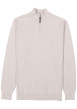 Thumbnail Pull en coton beige uni avec un col zippé et des manches longues