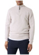 Thumbnail Pull en coton beige uni avec un col zippé et des manches longues - Image 2