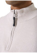 Thumbnail Pull en coton beige uni avec un col zippé et des manches longues - Image 3