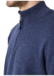 Thumbnail Pull en coton marine uni avec un col zippé et des manches longues - Image 3