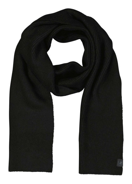 Écharpe noire unie en maille côtelée