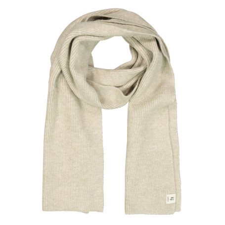 Écharpe beige unie en maille côtelée
