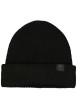 Thumbnail Bonnet noir uni en maille côtelée avec un large revers