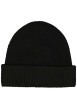 Thumbnail Bonnet noir uni en maille côtelée avec un large revers - Image 2