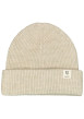 Thumbnail Bonnet beige uni en maille côtelée avec un large revers - Image 3