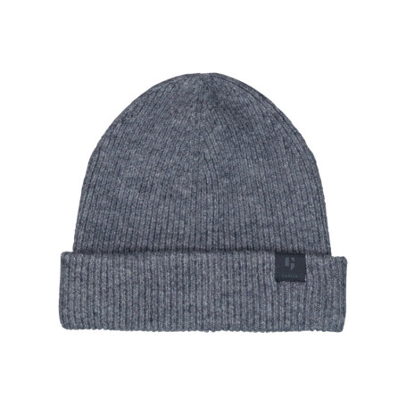 Bonnet bleu uni en maille côtelée avec un large...