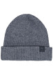 Thumbnail Bonnet bleu uni en maille côtelée avec un large revers