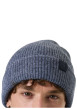 Thumbnail Bonnet bleu uni en maille côtelée avec un large revers - Image 3