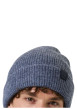 Thumbnail Bonnet bleu uni en maille côtelée avec un large revers - Image 4