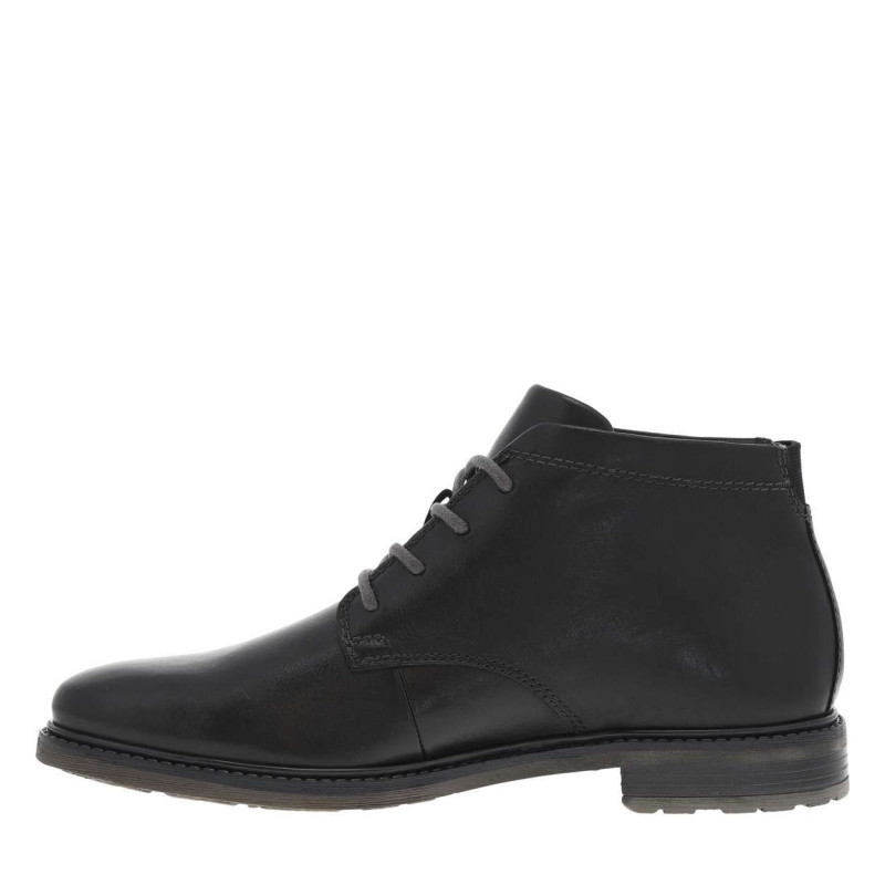 Bugatti - Bottines En Cuir Noires Avec Semelle à Talon Plat Et à Lacets Ronds Contrastés - Noires