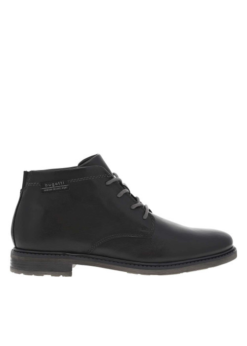 Bottines en cuir noires avec semelle à talon plat et à lacets ronds contrastés