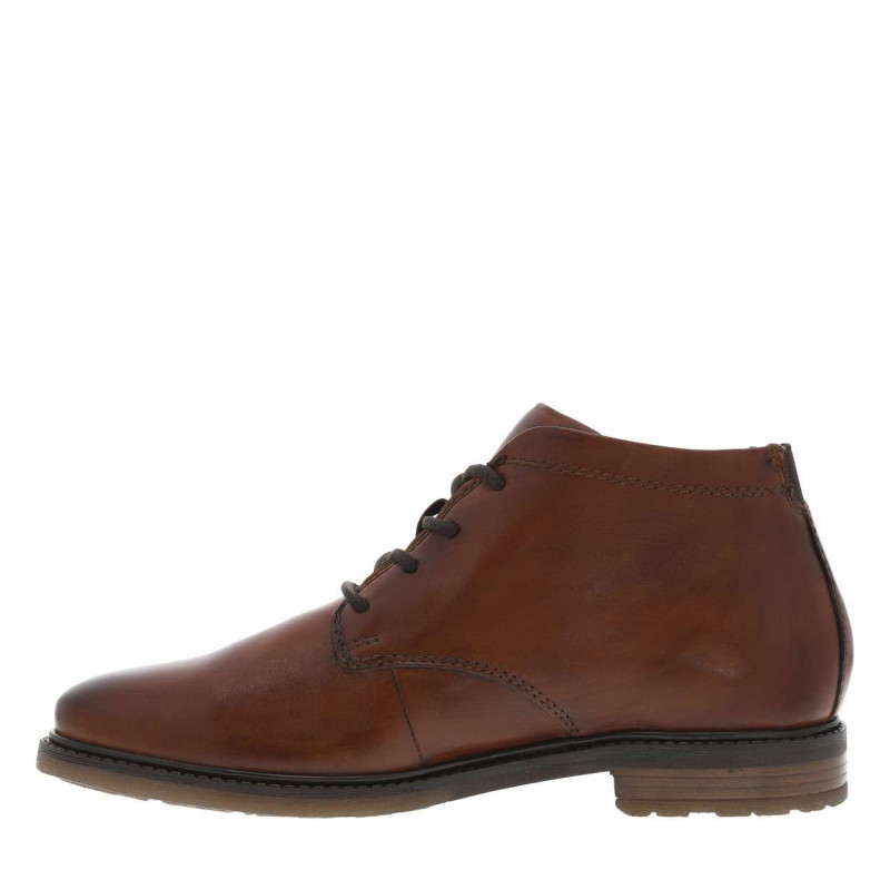 Bugatti - Bottines En Cuir Cognac Avec Semelle à Talon Plat Et à Lacets Ronds - Cognac