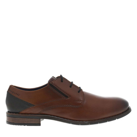 Derbies en cuir cognac à talon décroché bas et...