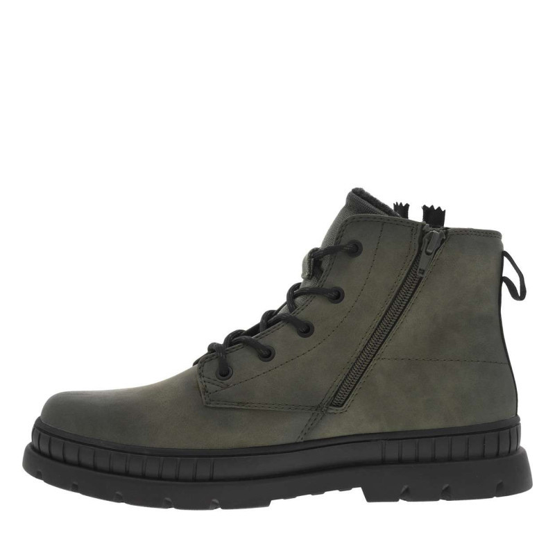 Bugatti - Bottines Kaki Avec Semelle Crantée à Talon Plat Et Lacets Ronds - Kaki