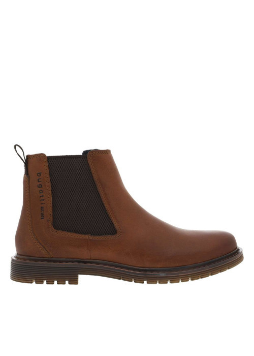Bottines en cuir cognac avec semelle à talon décroché bas et logo embossé