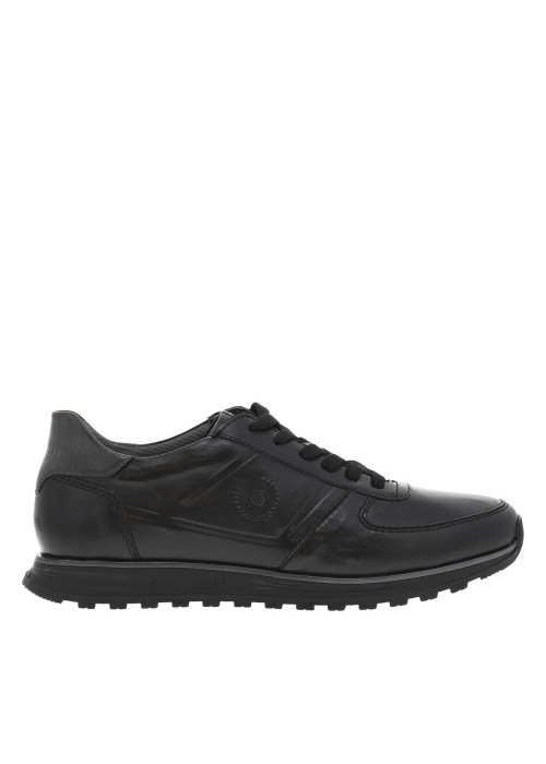 Sneakers en cuir noires avec semelle crantée et fermeture à lacets