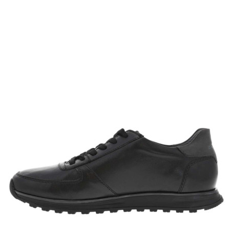 Sneakers en cuir noires avec semelle crantée et...