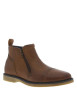 Thumbnail Boots en cuir cognac à talon plat et fermetures zippées sur les côtés - Image 3