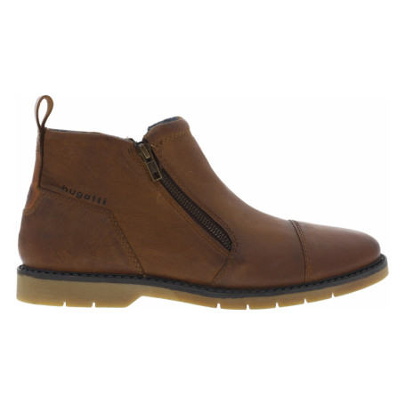 Boots en cuir cognac à talon plat et fermetures...
