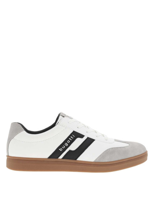 Baskets blanches à talon plat avec lacets et logos de la marque