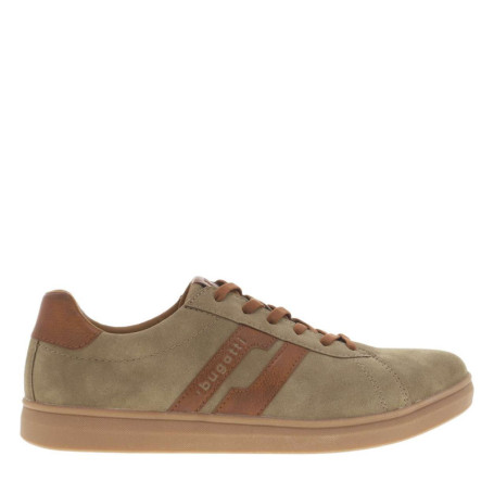 Sneakers taupe à talon plat avec fermeture à...