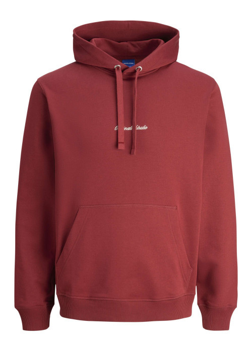 Sweat en coton rouge uni avec un col à capuche et cordon de serrage