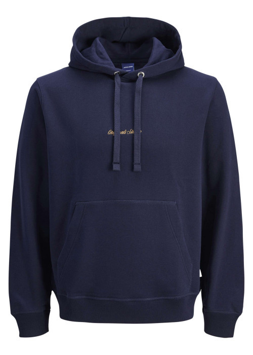 Sweat en coton marine uni avec un col à capuche et cordon de serrage