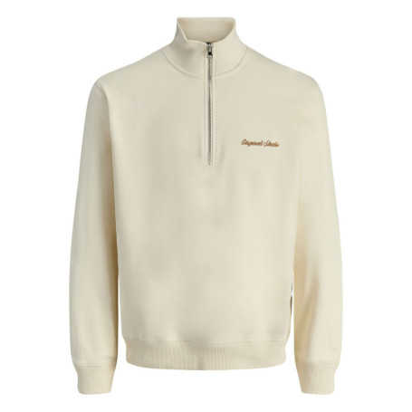 Sweat en coton écru uni avec un col montant et...