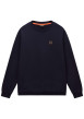 Thumbnail Sweat en coton marine uni à coupe droite avec logo iconique sur le cœur