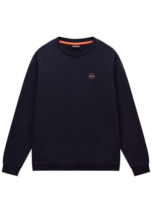 Sweat en coton marine uni à coupe droite avec logo iconique sur le cœur