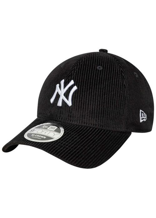 Casquette snapback en coton noire unie en velours côtelé avec logo NY brodé