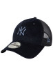 Thumbnail Casquette trucker marine unie en velours côtelé avec logo NY brodé