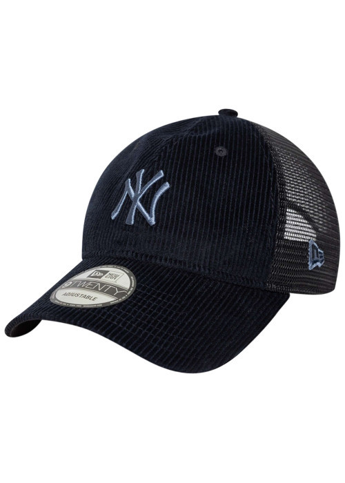 Casquette trucker marine unie en velours côtelé avec logo NY brodé