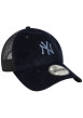 Thumbnail Casquette trucker marine unie en velours côtelé avec logo NY brodé - Image 3