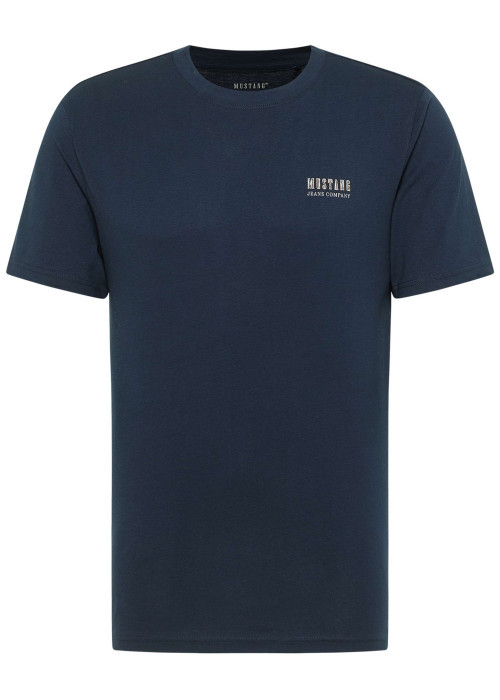 T-shirt en coton marine avec un motif fantaisie et des manches courtes